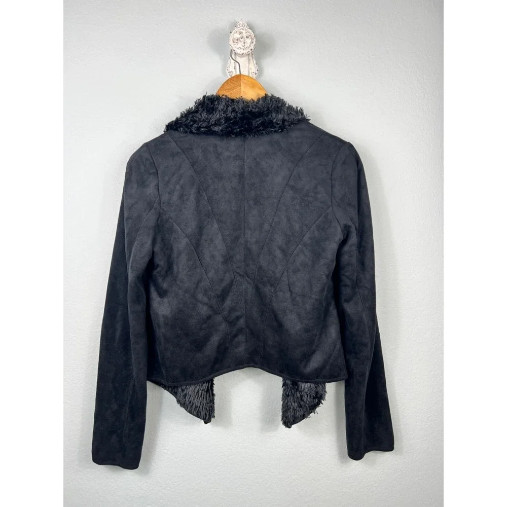 Anthropologie Piko 1988‎ Women's Faux Suede Black Open Cardigan Jacket Size M